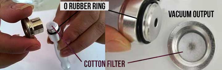 cotton filter and o ring placement