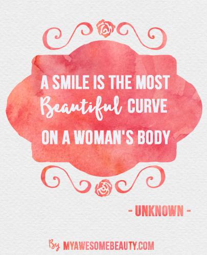 a smile is the most beautiful curve on a woman's body